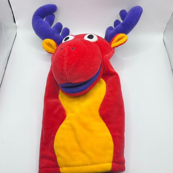 Rare Vintage Gymboree Red & Purple Moose Plush Hand Puppet 11” Toy - Picture 3 of 5